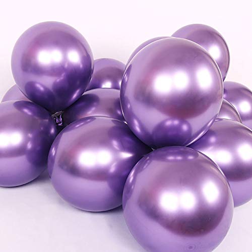 Image of KALOR 12 Inch Metallic Purple Balloons, 50 Pcs Latex Helium Metallic Balloons for Kid's Birthday Party, Baby Shower, Wedding, Graduate Party Decorations