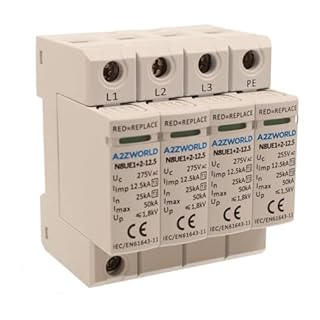Scaricatore Di Sovratensione Modulare, SPD Tipo 1+2 T1+T2 B+C, 3P+N Da 4 Moduli DIN, 25kA-50kA 12,5kV AC275V, IP20 IEC61643-11