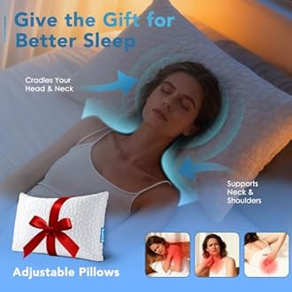 QUTOOL Shredded Memory Foam Pillows for Sleeping King Size Pillow, Cooling Gel Pillows for Hot Sleepers Cool Pillow for Side and Back Sleeper, Soft Yet Support Adjustable Bed Pillow, Home Gifts