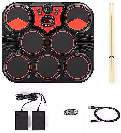 Electronic Drum Kit with Digital Panel and Headphone Jack, Built-in Speakers and Computer Connectivity, Perfect for Drum Enthusiasts.