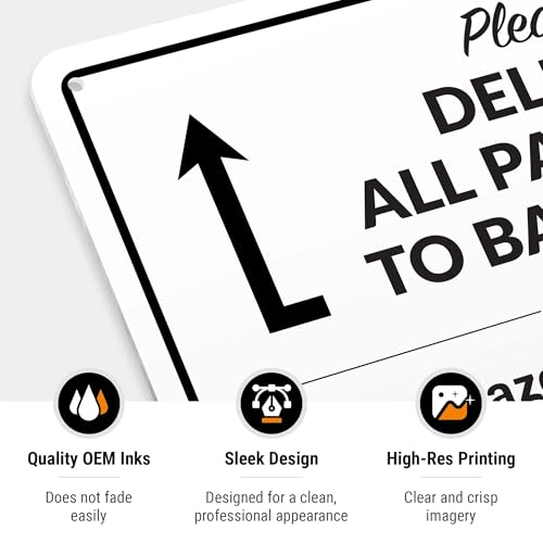 Image of Package Delivery Sign, Delivery Instructions All Package To Back Door Sign, 10x7 Inches, Rust Free .040 Aluminum, Fade Resistant, Made in USA