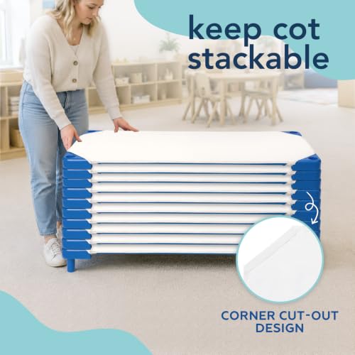 Image of Comfyanno Cot Sheets for Daycare Toddler Size - Fits 23 inch x 40 inch Cot, 2 Pack, Daycare Essentials, Soft & Comfortable Fitted Cot Cover, Preschool Kids Nap Time Sheets, Brushed Microfiber - White