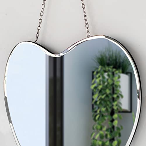 Qmdecor Heart Shaped Mirror With Iron Chain For Wall Decor 12X12 Inch Wall Hang Real Glass Frameless Decorative Mirror Glam Mirror #TOP4