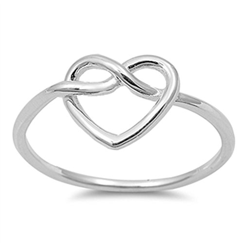 Women's Heart Infinity Knot Classic Ring New 925 Sterling Silver Band Size 6