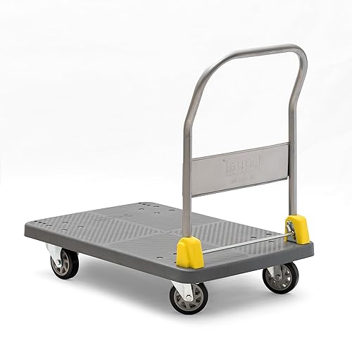 Image of Equal 400kg Portable Foldable Platform Trolley - Heavy-Duty PP Frame - 360 Degree Rotating High-Density PU Wheels - 1-Year Warranty - Warehouse, Factory and Industrial Use (90cm x 60cm)