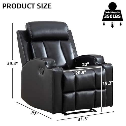 Sillón reclinable manual cuero sintético negro miniatura 2