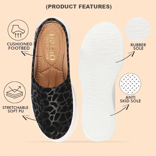 Image of FAUSTO Women's Fashion Outdoor Leopard Print Height Enhancer Open Back Slip On Casual Shoes