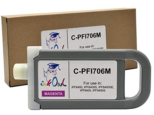 InkOwl Compatible Ink Cartridge Replacement for Canon PFI-706M (700ml, Magenta) for iPF8400, iPF8400S, iPF8400SE, iPF9400, iPF9400S Printers