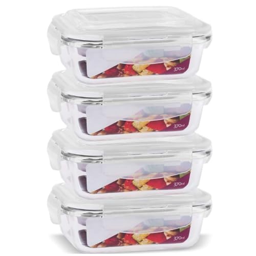 Kit 4 Potes de Vidro Retangular com Tampa Hermética e Vedação de Silicone - Armazenamento ... Kit 4 Potes de Vidro Retangular com Tampa Hermética e Vedação de Silicone - Armazenamento ...