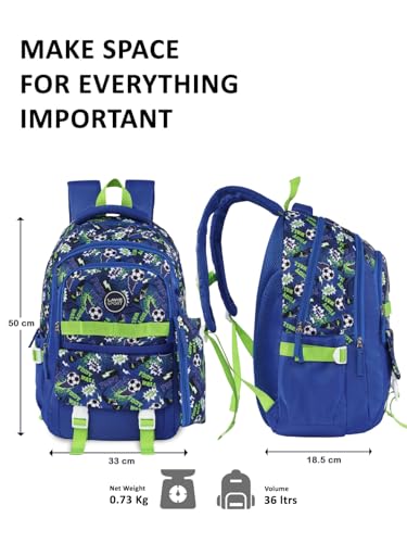 Image of Lavie Sport soccer Laptop Backpack | 36 Liters | Fits Upto 16 Inch | Laptop Compatiable | Rain Cover | Gift for Boys & Girls