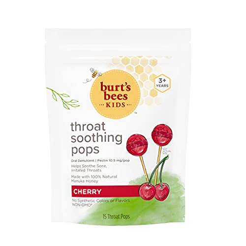 Burt's Bees Kids Throat Soothing Pops with Natural Manuka Honey, Cherry Flavor, 15 Count #1