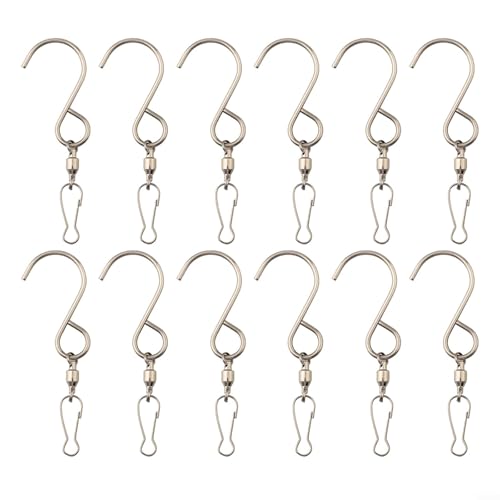 DAZZLEEX Gancio girevole da giardino in metallo resistente, con flessibilità a 360 gradi, perfetto per spazi esterni (argento, 12 pezzi)