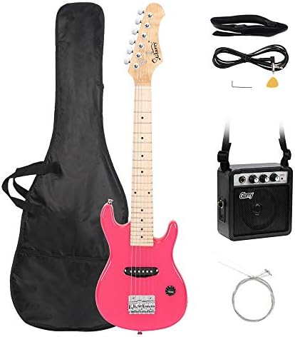 Kant Novice Electric Guitar Flame Shaped HSH Pickup Bag Strap Paddle Rocker Cable Wrench Tool Kit, Affordable & Great Electric Guitars for Beginner Starter (Pink)