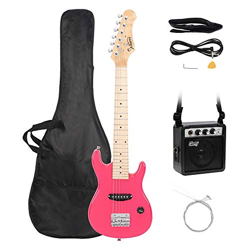 Kant Novice Electric Guitar Flame Shaped Hsh Pickup Bag Strap Paddle Rocker Cable Wrench Tool Kit, Affordable & Great Electric Guitars For Beginner Starter (Pink) #TOP15