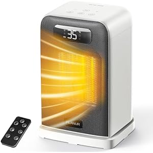 Space Heaters for Indoor Use, 1500W Small Desk Heater 2 in 1 with Remote, Thermostat, LED Display, Overheat & Tip Over Protection, 12H Timer, 70° Oscillating Heater for Office (White, 1Pack)