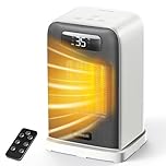 FLANUR Electric Heater, 1500W Portable Heater for Home with Thermostat, Silent PTC Ceramic Space Heater with 4 Modes, 70° Oscillation, 12H Timer & Remote, Digital Display, Fan Heater for Bedroom-White