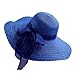 Produktbild Wide Brim-Sommer-Hut-Frauen-Strand-Hut-Band-Bogen-Sonnenblende Strohhut Frau Sun Caps (Color : Royal Blue, Size : 56cm 58cm)