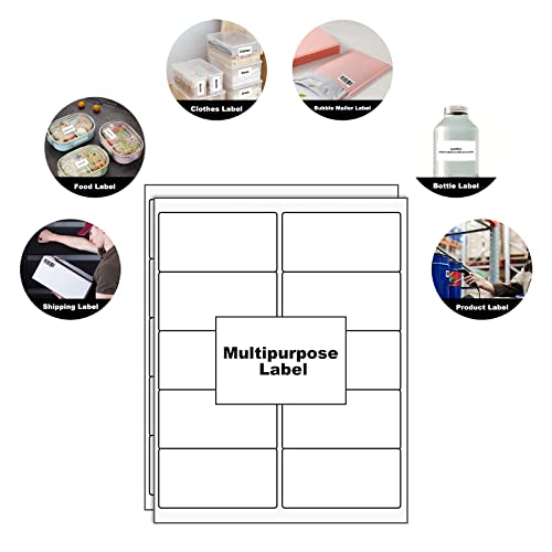 Labelmore 10 Up Labels 2'' X 4" Shipping Address Labels For Laser And Inkjet Printers (100 Sheets, 1,000 Labels) #TOP3