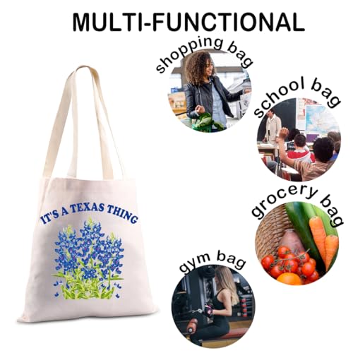 Image of JXGZSO It's a Texas Thing Bluebonnet and Yellow Rose of Texas Tote Bag Gift For Traveler