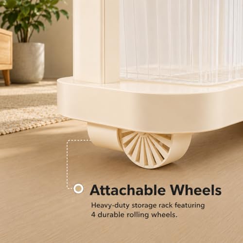 Image of URBAN LUXY Plastic Storage Drawer Organizer with Wheels | Multi-Purpose Chest of Drawers for Home, Office & Bedroom | Clothes, Toys & Stationery Organizer (Ivory & Brown, 7 Layer)