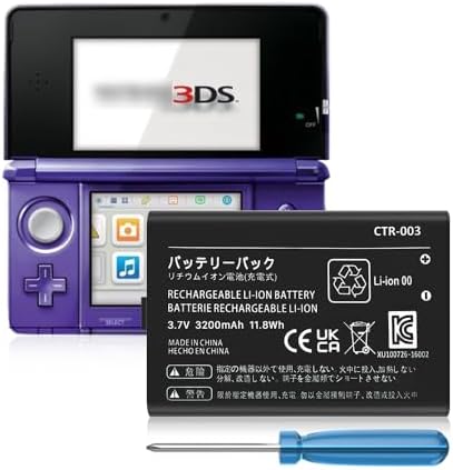SHENMZ 3200mAh CTR-003 Replacement Battery for Nintendo 3DS/2DS XL/2DS | 0-Cycle Li-Ion with Precision Tool Kit (Excludes New 3DS/3DS XL)