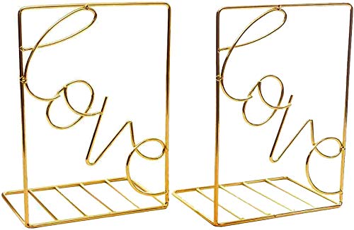 Bookends Gold , Decorative Metal Book Ends Supports For Shelves (1 Pair) (Gold) #TOP22