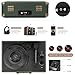 Vinyl Record Player Bluetooth Turntable 3-Speed Suitcase Portable Vintage Belt-Driven Record Player with Built-in Speakers RCA Line Out AUX in Headphone Jack Military Green