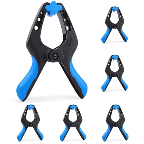 QUAMATE 6 Pack 6 inch Heavy Duty Spring Clamps Large Plastic Clamps Spring Clips for Woodworking Backdrop Stand Pool Cover Photography Crafts