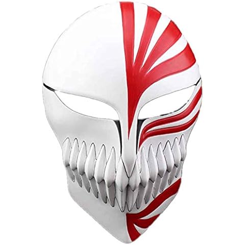Anime Death BLEACH Resin Mask, Halloween Masquerade, Kurosaki Cosplay Mask, Decoration Gift,Red Cover