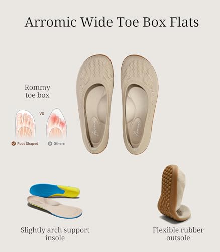 Arromic Wide Toe Box Flats Comfortable Women Flats Shoes Knit Dressy Ballet Flats2