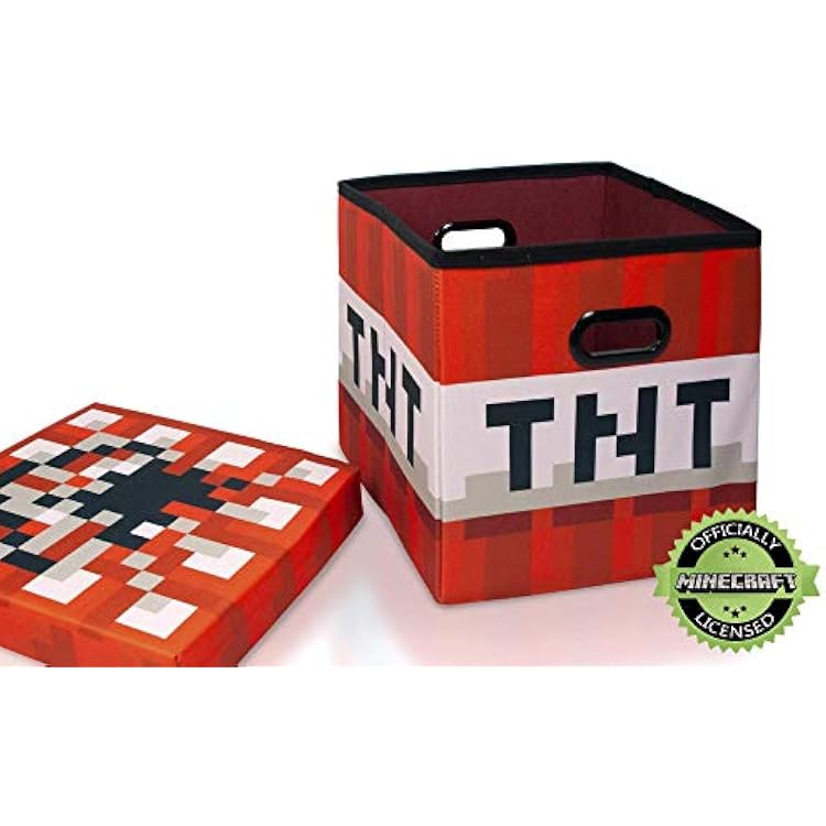 Minecraft TNT Block Storage Cube Organizer Cube | TNT Block من مكعبات التخزين | مكعبات التنظيم | 15 بوصة مربعة مع غطاء