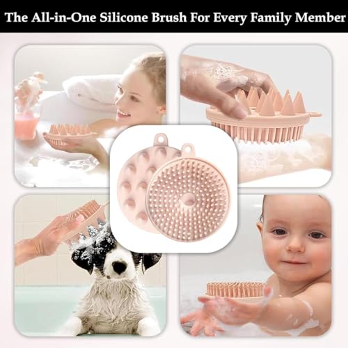 Image of Silicone Bath Brush for Men & Women [2 Pack] | Soft Body Scrubber for Shower & Bath | Gentle Exfoliating Silicone Body Brush | Deep Cleansing, Quick Dry & Hygienic Bath Brush for Smooth, Glowing Skin