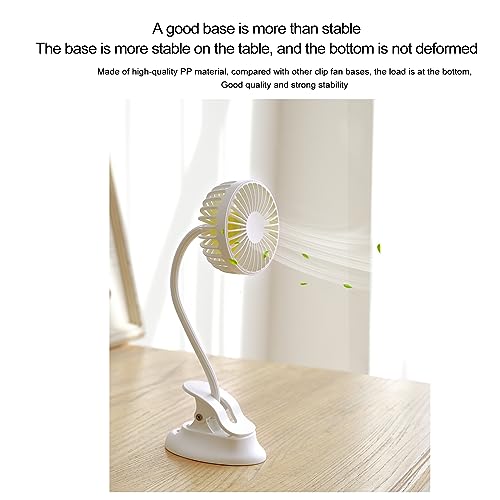Super Mundo- Tragbarer Ventilator mit Clip, 2000 mAh, wiederaufladbarer USB- Ventilator, 3 Geschwindigkeitsstufen, für Kinderwagen, Autositz, Camping, Büro, Weiß (F5)-2