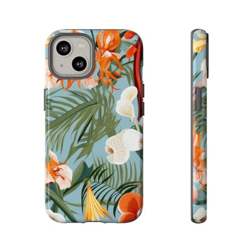 Coque iPhone 14 tropicale verte pour un style estival au quotidien