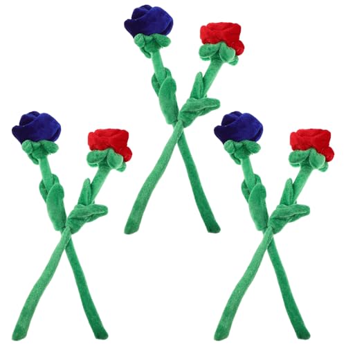 Mikinona 6 pièces Bouquet de Roses Peluche avec Tiges Flexibles Fleurs Doux pour Jeux Interactifs Cadeau pour Filles Adolescentes Fête des Mères Mariage Décoration Bureau et Maison