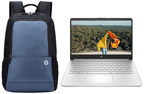 Image of HP 14s, 11th Gen Intel Core i3-1115G4, 8GB RAM /256GB SSD 14-inch Micro-Edge, Anti-Glare, FHD Laptop & 100 Lightweight Backpack for 15.6-inch Laptop with Elastic and Padded Shoulder Straps (Black)