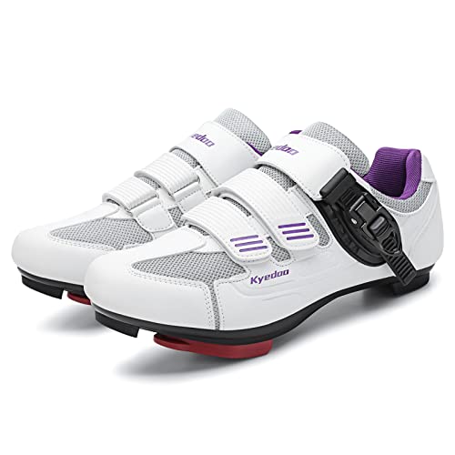 Image of Womens Cycling Shoes Compatible with Peloton Bike Clip in Ladies Indoor Cycling Road Bike Riding Biking Shoes, Pre-Installed Delta Cleats