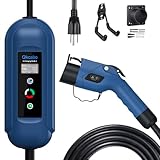 Qkcabo 1.6KW 電気自動車 充電ケーブル EV充電器 100V-125V、8A/10A/13A/15A 電流調整可能の家庭用自動車充電ガンSAE J1772急速PHEV/EV 充電ケーブル付き、電気自動車用ポータブル充電器、7.5メートル