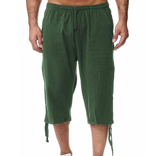 Shorts deportivos de lino para hombre con cordón miniatura 2