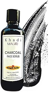 Khadi Mauri Herbal Charcoal Face Scrub - Dead Skin Remover & Provides Clear Skin - SLES & PARABEN FREE - 210 ml