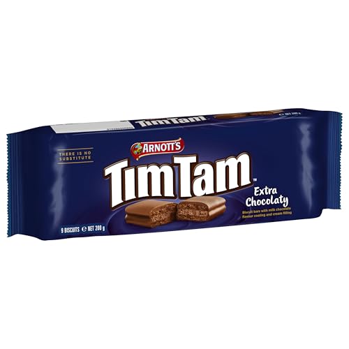 Arnotts Tim Tam Extra Chocolatey Milk Chocolate Flavour Biscuits 9 Bars Single Pack 200g