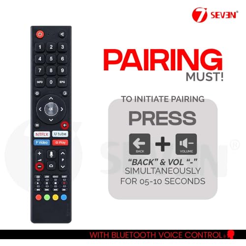 Image of 7SEVEN Compatible with BPL Tv Remote Suitable with Android & Google OS Television of Original Model 32-D4301 43F-A4300 32H-D6300 43F-A4301 32H-A4300 43U-D4310 etc - Pairing Must for Bluetooth Control