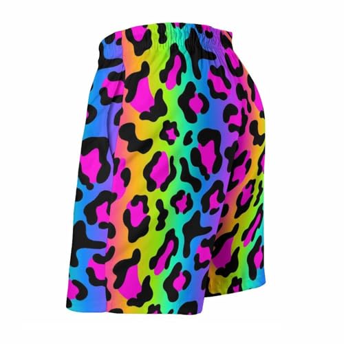 Rainbow Leopard Bright Print Mens Swim Trunks, Quick Dry Swim Shorts with Mesh Lining Swimwear Bathing Suits4