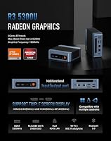 BOSGAME E5 Mini-PC Büro-Zuhause, Ryzen 5300U (übertrifft 4300U/N150, bis zu 3,8 GHz), 8 GB DDR4 RAM, 256GB SSD, Mini-Desktop-PC, 4K Triple Display, Dual 2,5G LAN, WiFi 5, BT5.0, Mini-Computer – Ansicht 2