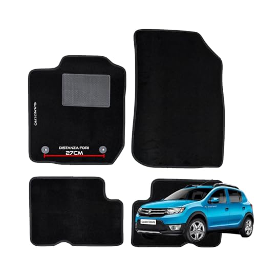 Kit Tappetini Auto Anteriori In Moquette Per Dacia Sandero Stepway 2008-2012 – Su Misura, Made In Italy, Antiscivolo