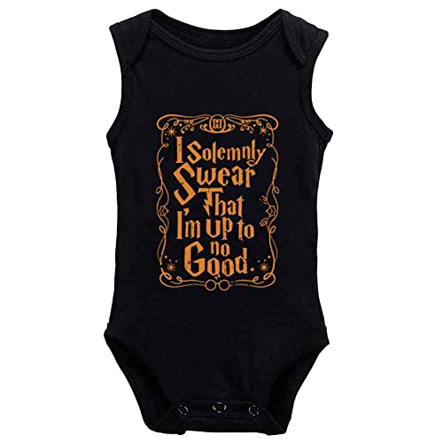 Image of Snagminio I Solemnly Swear I Am Up to No Good Infant Fun Print Bodysuit Unisex Baby Sleeveless Rompers