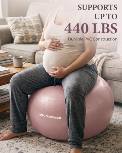 Image of Trideer Exercise Ball, Stability Yoga Ball for Physical Therapy, Active Sitting, Pregnancy & Birth Labor Prep, Core Strength, Balance Training, Posture Improvement and Daily Stretching, 55 /65 /75cm