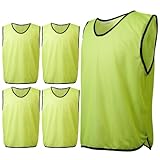 [Fungoal] 無地 ビブス ゼッケン 5枚セット 子供用 大人用 [蛍光 イエロー 黄] [フリー 大人] サッカー バスケ フットサル イベント 運動会 体育祭 イベント チーム分け