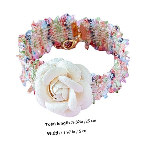 Collar de gatito con flores de lana suave antirozaduras para mascotas pequeñas 3