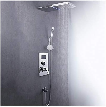 Shower System with Hot and Cold Water Wall Mounted Concealed Combo Set Multifunction Faucet with Head, Handheld, Bathtub, Digital Display,Brushed(Brushed) image 5